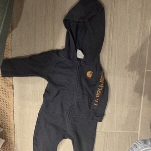 Carhartt Charcoal blue and Orange Kids' Hooded Footie